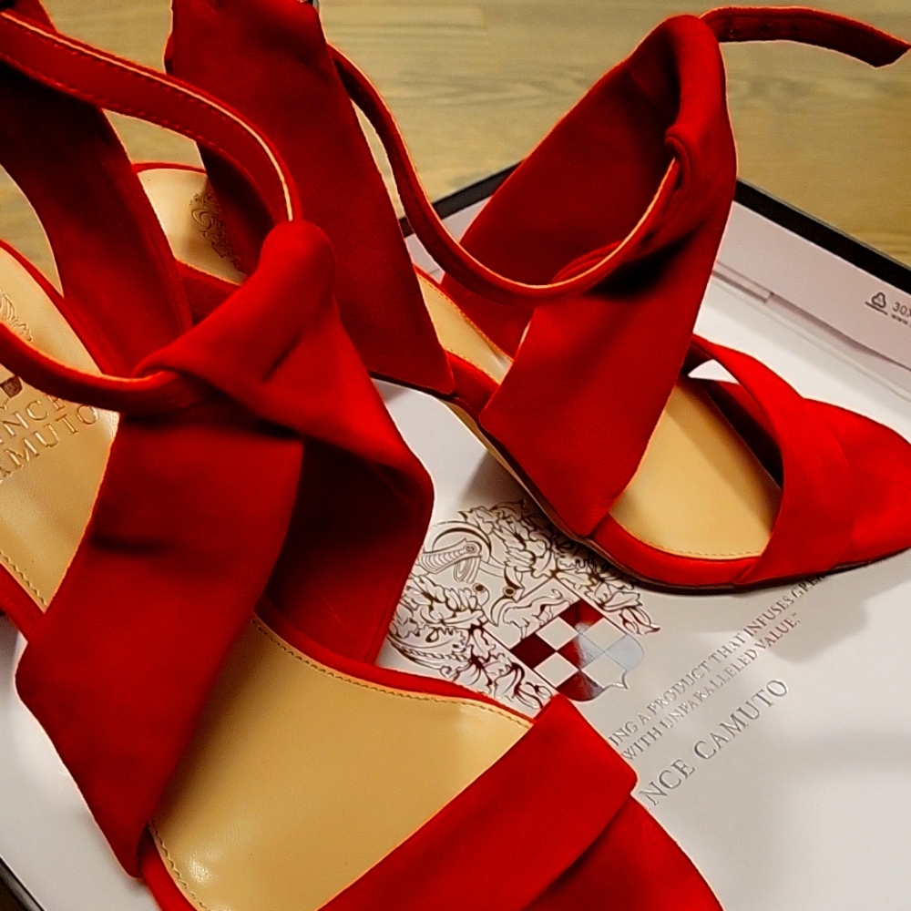 Red suede sexy heels